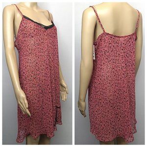 Josie Natori, red and black floral mini dress